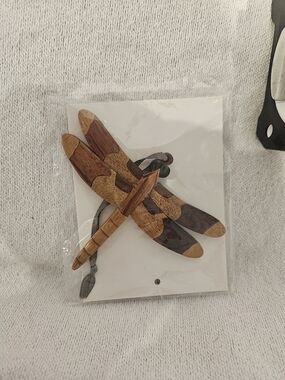 Wooden Dragonfly Ornament  Two-Tone Brown